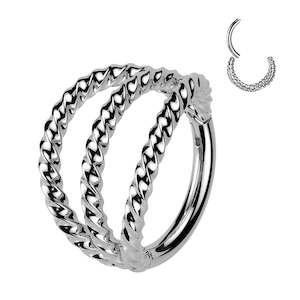 SS316L Triple Braided Hoop Hinged Segment Ring - E531