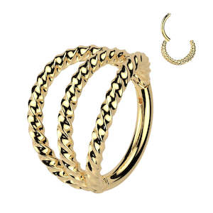 Hinged Rings: Gold Triple Braided Hoop Hinged Segment Ring - E531A