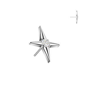 Titanium High Polish Jewelled North Star Threadless Push In Top (Base Sold Separ&hellip;