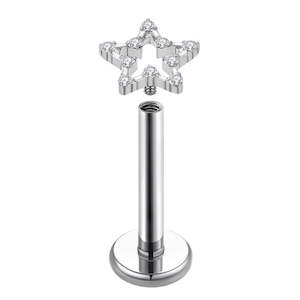 Titanium High Polish Jewelled Star Internally Threaded Labret - TI-248