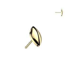 Titanium Gold Threadless Push In Rounded Marquise Top (Base Sold Separately) - TT240A