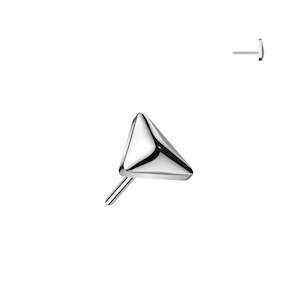Titanium High Polish Threadless Push In Rounded Triangle Top (Base Sold Separately) - TT241