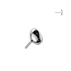 Titanium High Polish Threadless Push In Rounded Teardrop Top (Base Sold Separately) - TT242