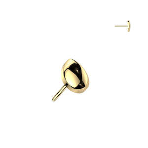 Titanium Gold Threadless Push In Rounded Teardrop Top (Base Sold Separately) - TT242A