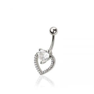Piercing Jewellery: SS316L Jewelled Multi CZ Double Heart Fancy Banana Bar - 576
