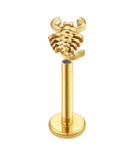 Piercing Jewellery: Titanium Gold Scorpion Internally Threaded Labret - TI-249A