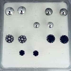 925 Sterling Silver Ear Stud Box Set (6 pairs) - SS429