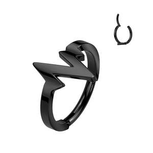 Piercing Jewellery: Black Heartbeat Hinged Segment Ring - E541B