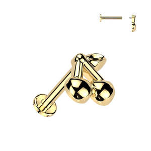 Piercing Jewellery: Gold Internally Threaded Cherry Labret - E543A