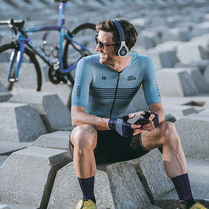 Monton Cycling Kit: Skull Monton Cycling Jersey FRIDAY Light Steel Blue