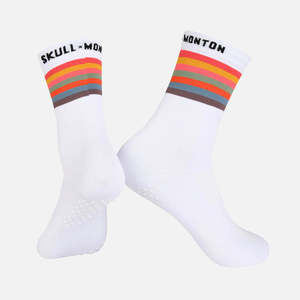 Cycling Socks: Monton Grippy Holiday White Cycling Socks - Women's