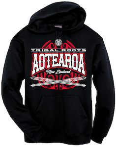 Products: Aotearoa Red Hoodie Tribal Roots Aotearoa