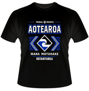Products: Aotearoa Blue Tee Tribal Roots Aotearoa