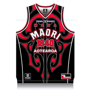 Products: Maori Red Bball Singlet Tribal Roots Aotearoa