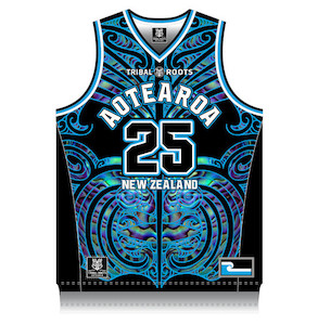 Aotearoa Paua Bball Singlet Tribal Roots Aotearoa
