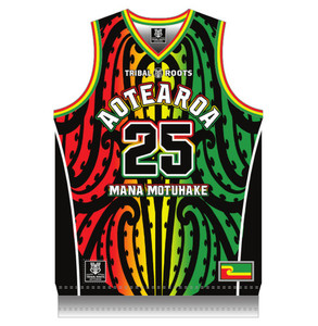 Products: Aotearoa Rasta Bball Singlet Tribal Roots Aotearoa