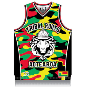 Products: Lion Camo Bball Singlet Tribal Roots Aotearoa