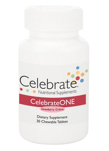 Celebrate ONE Chewable Single dose Multivitamin 30 day (no iron) Strawberry Creme