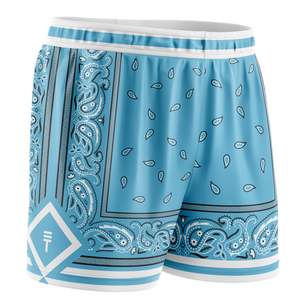 Shorts: Paisley Basketball Shorts - Carolina Blue