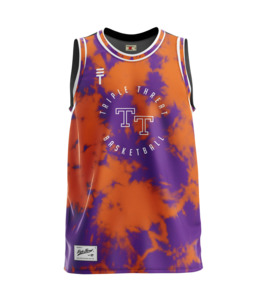Kids Singlets: Kids Tie Dye Singlet - Orange & Purple