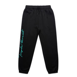 Kids Script Track Pants - Black/Mint