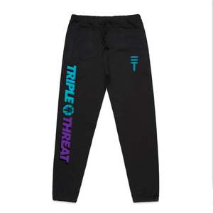 Kids Pants: Kids Puff Print Track Pants - Purple & Teal