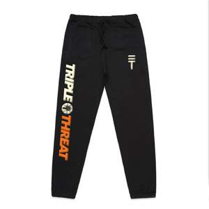 Kids Pants: Kids Puff Print Track Pants - Orange & Cream