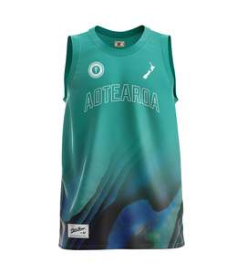Aotearoa: Paua Basketball Singlet - Teal
