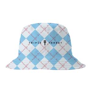 Adults Hats: Bucket Hat - Blue/White