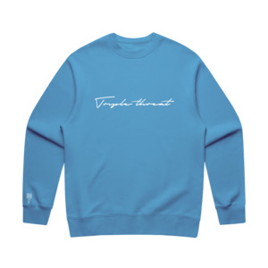 Kids Hoodies Crews: Kids Script Logo Crew - Sky Blue/White