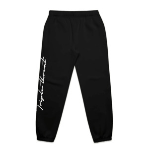 Pants: Script Track Pants - Black/White
