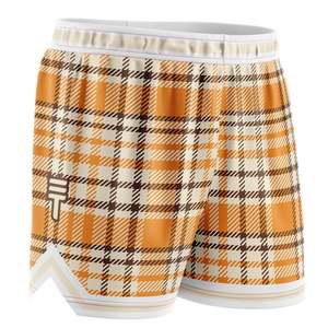 Plaid Basketball Shorts - Orange & Brown