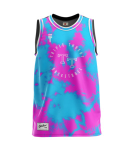Singlets: Tie Dye Basketball Singlet - Pink & Blue