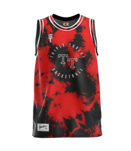 Singlets: Tie Dye Basketball Singlet - Black & Red