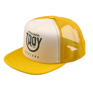 Sportswear Headwear: TRUCKER SNAPBACK SMILEY GOLDEN