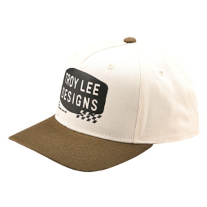 CURVED SNAPBACK HAT STAMP VINTAGE WHITE / OLIVE