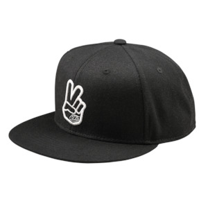 Sportswear Headwear: FLAT BILL SNAPBACK PEACE BLACK