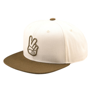 Sportswear Headwear: FLAT BILL SNAPBACK PEACE VINTAGE WHITE / OLIVE