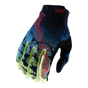 Moto Gloves: AIR GLOVE DRIP GLO YELLOW / DARK NAVY