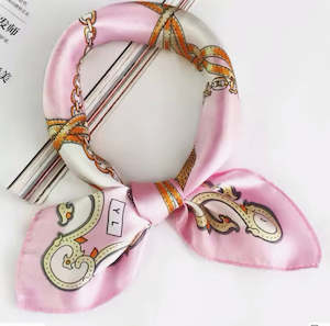 Square Scarfe Pink With Chain Design