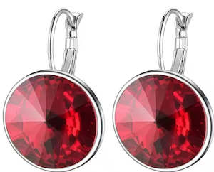 Products: Red Crystal Hoop Earrings Silver