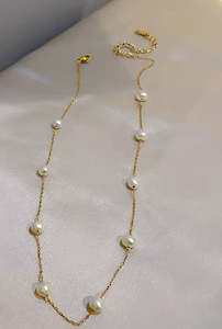 Products: Freshwater Pearl Stainless Steel Chain Necklace Gold Plated