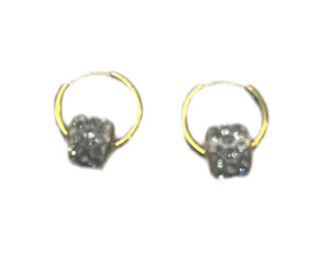 Earrings: Small Stainless Steel Hoop Earrings With Rhinestone Pendant Gold