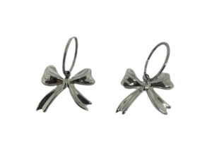 Earrings: Stainless Steel Bow Hoop Earrings Silver