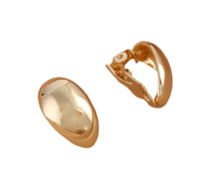 Small Moon Shape Copper Clip On Earrings Gold