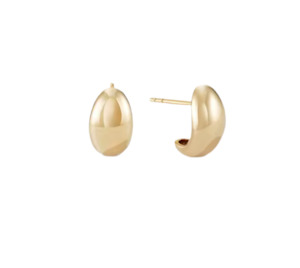 Earrings: Small Moon Shaped Stainless Steel Stud Earring Gold