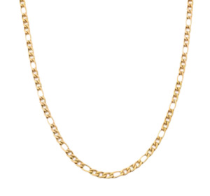 Necklaces: Stainless Steel Figaro Design Chain Necklace Gold 50cm Length