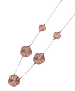 Stainless Steel 5 Flower Necklace Rose Gold