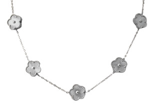Stainless Steel 5 Flower Necklace Silver