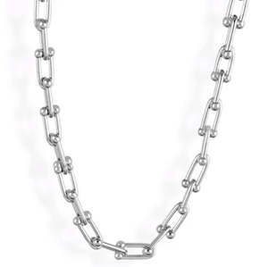 Fashionable Retro U-shaped Horsehoe Chain Necklace Silver